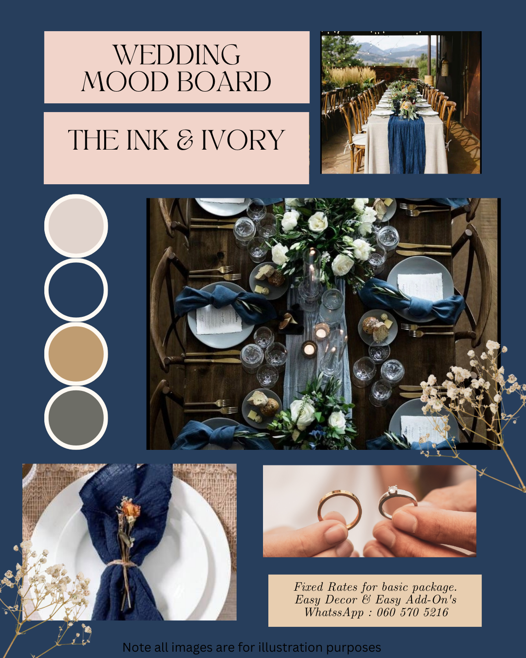 Booking Request Only - Micro Wedding Deco - Ink & Ivory (22 Pax) (Copy)