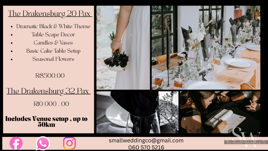 Booking Request Only -Micro Wedding Deco - The Drakensburg (22 Pax)