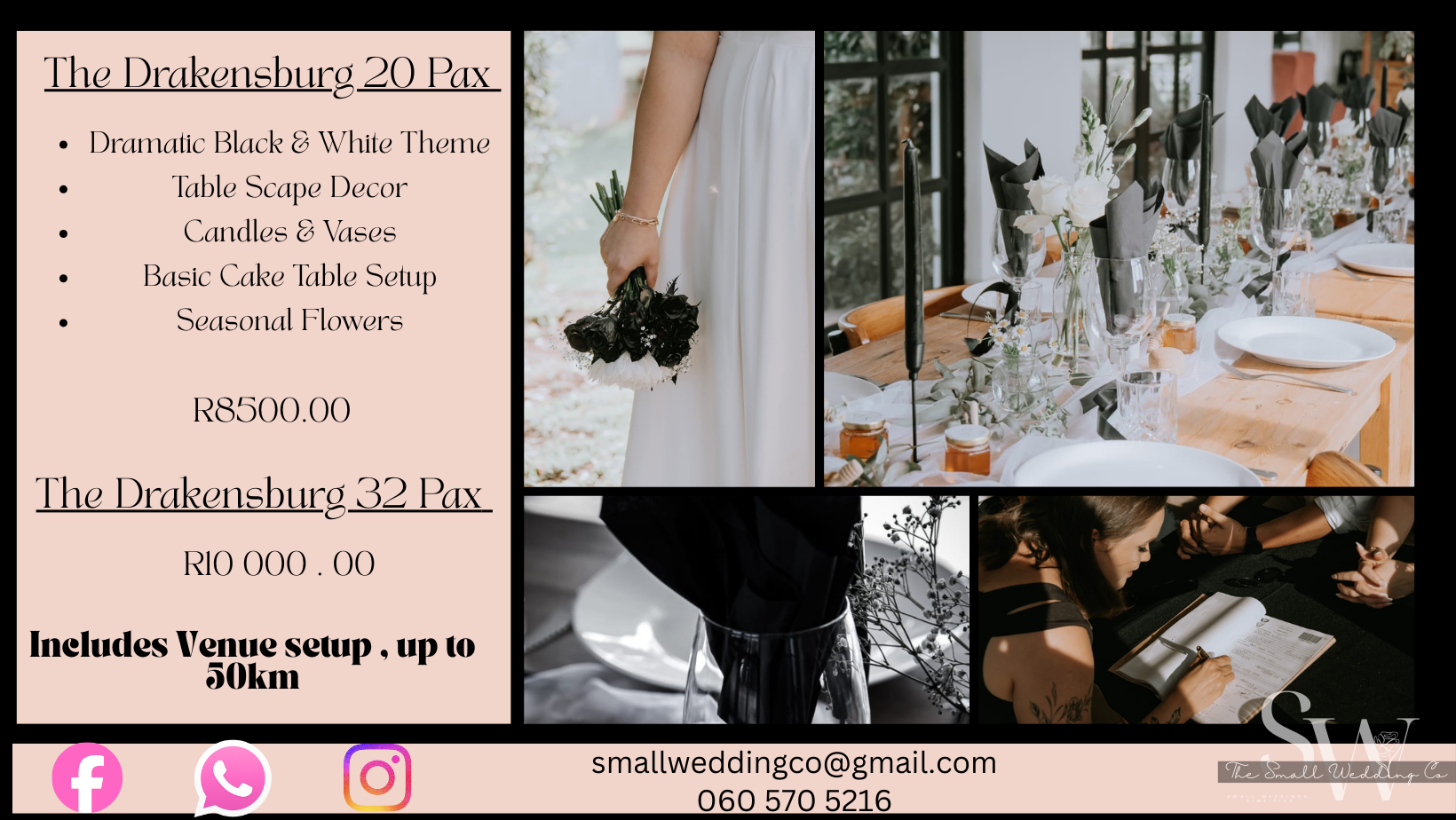 Booking Request Only -Micro Wedding Deco - The Drakensburg (22 Pax)