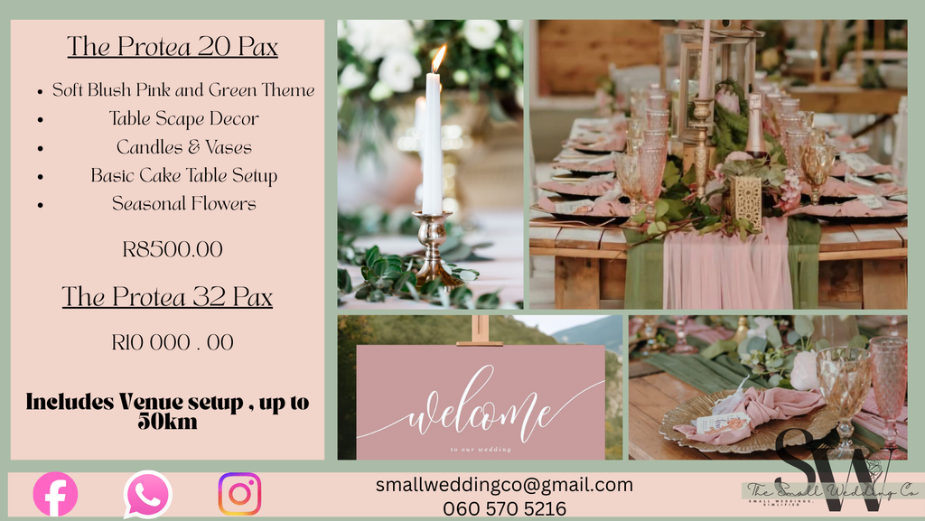 Booking Request ONLY - Micro Wedding Deco - The Protea (22 Pax)